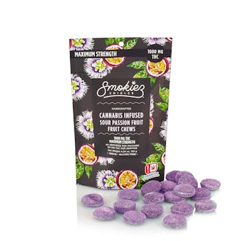 Gummiez | Sour Passion Fruit Chews | THC | 1000mg | Smokiez
